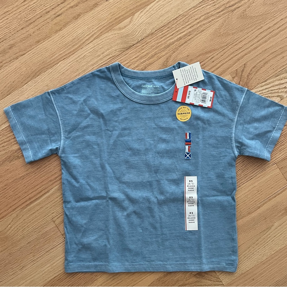 NWT Cat and Jack Toddler Boys Casual Nautical Blue T-Shirt Size 4-5